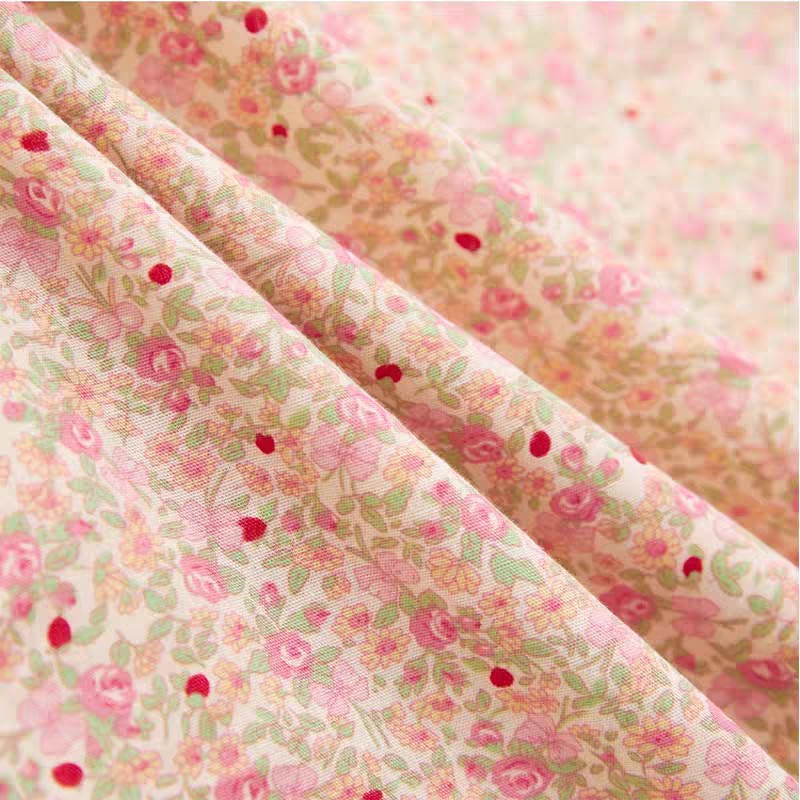 The same style of women's clothing in the counter for the summer of 2024, pink new Chinese-style stand-up collar with small floral prints, pure cotton half-lapel long-sleeved shirt Application Scenario