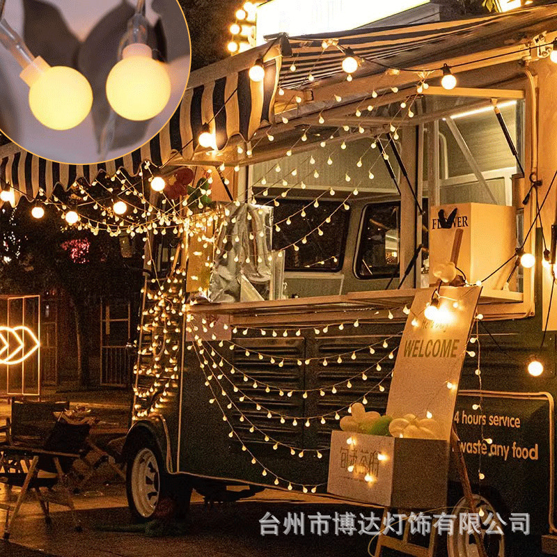 LED防水太阳能灯串星星圆球灯节日小彩灯户外夜市摆摊氛围装饰灯