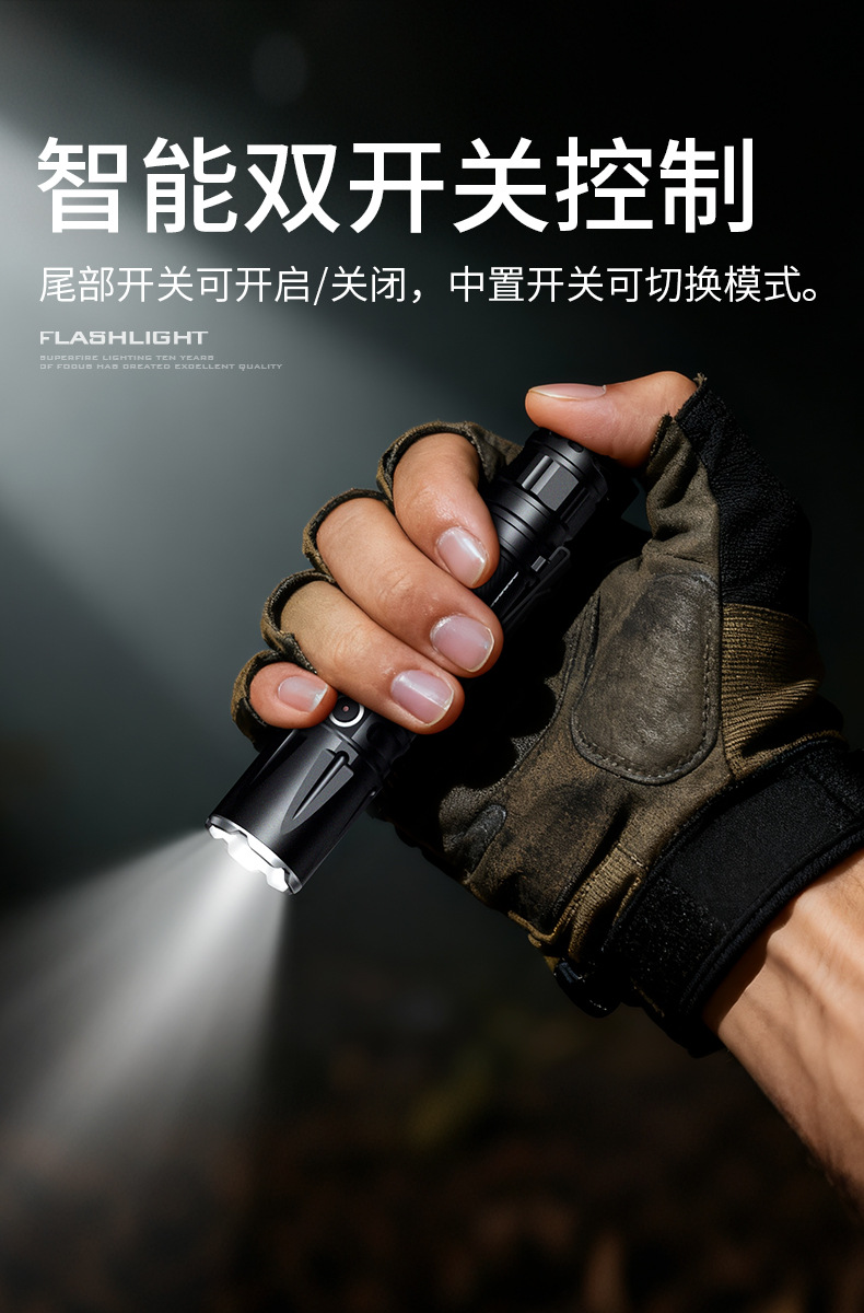 Customized new fixed-focus edc flashlight from Shenhuo, made of aluminum alloy, waterproof, high-power LED portable waist clip flashlight pic 10
