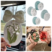 Three-dimensional flower listing silicone mold DIY aromatherapy plaster mold diffuser stone with hole tag mold