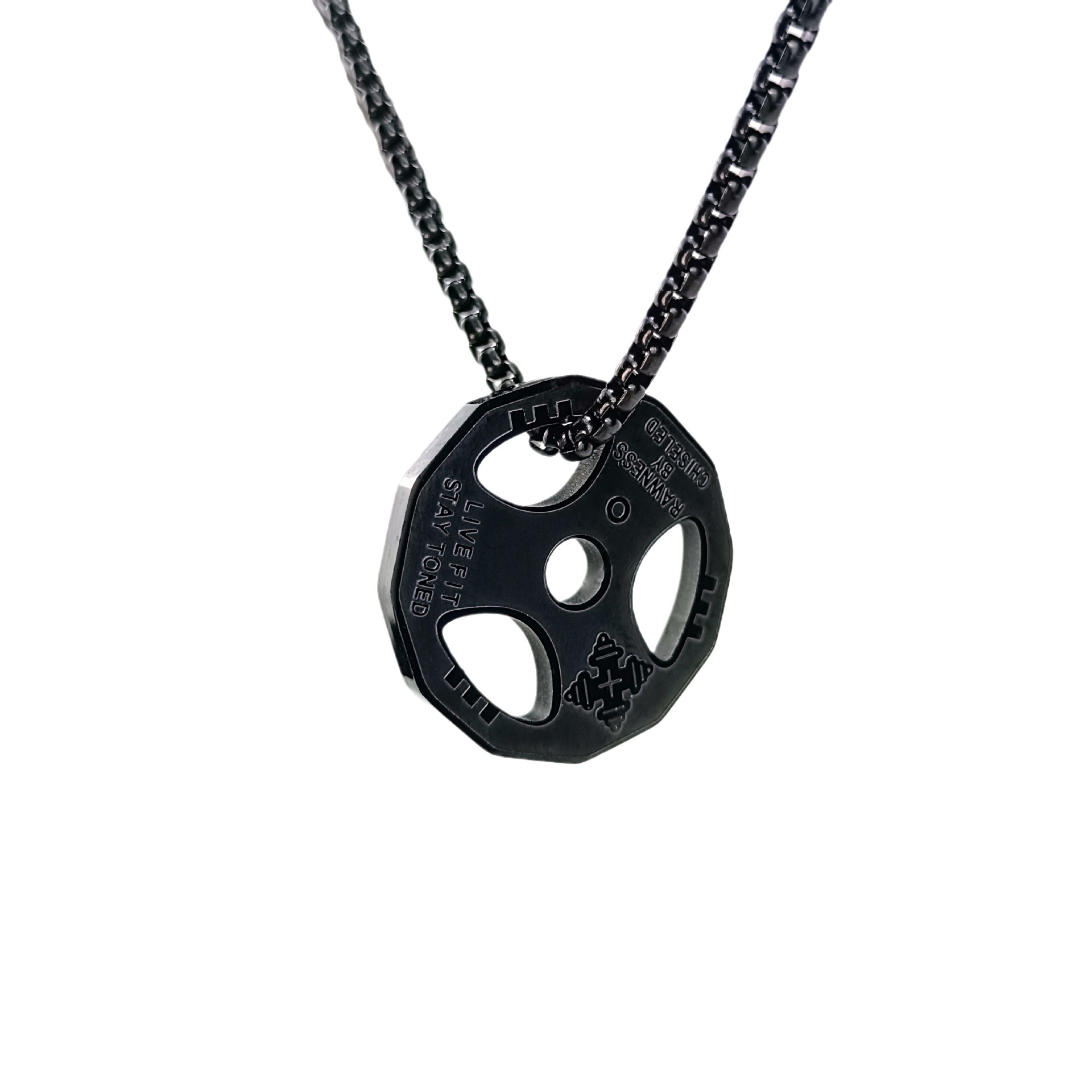 Europe And The United States New Barbell Dumbbell Piece Accessories New Stainless Steel Pearl Necklace Men's Pendant Cross-Border Jewelry Chain Item Picture