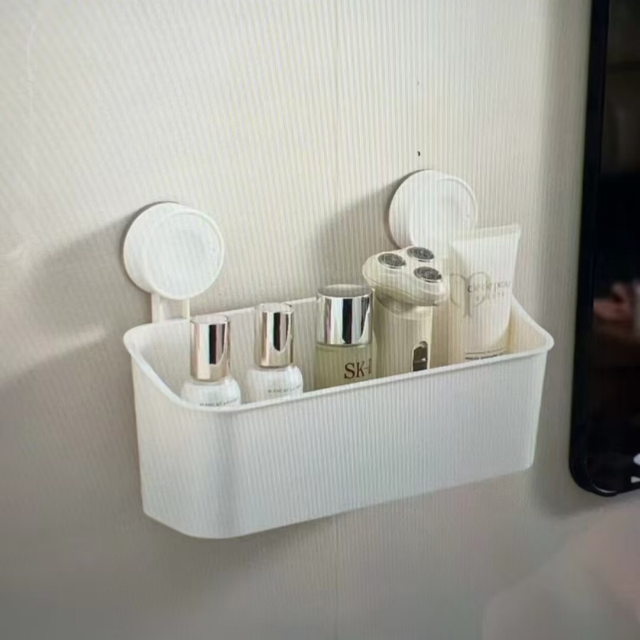 Wall-mounted toilet storage rack, suction cup storage rack, no need for drilling, powerful bathroom washbasin stand details Picture