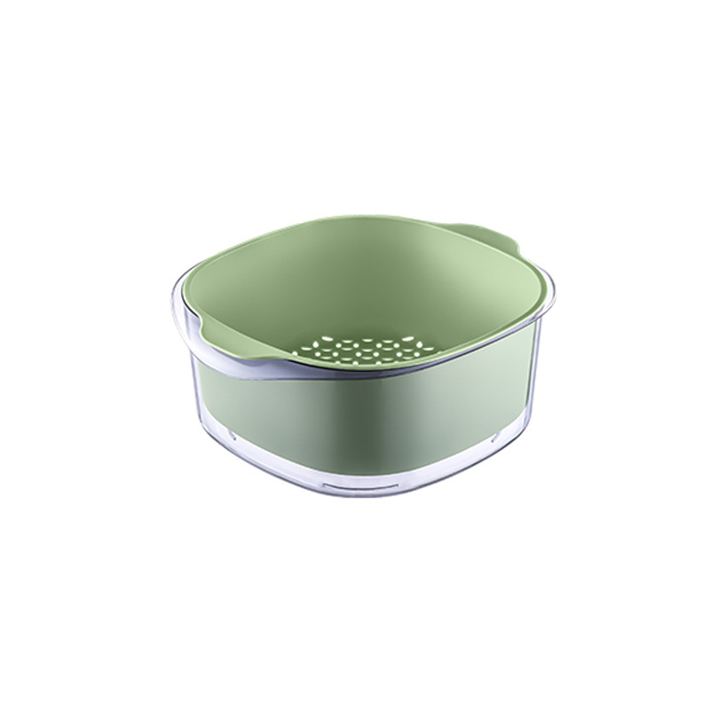 21*24*10 small double-layer household kitchen fruit and vegetable washing basket, rice and vegetable washing basin, fruit and vegetable washing basin, draining basket Item Picture