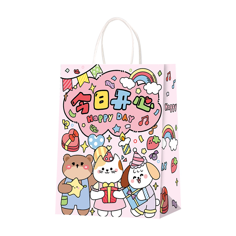 礼品袋儿童伴手礼物袋小号生日零食高级感包装手提袋子牛皮纸加印