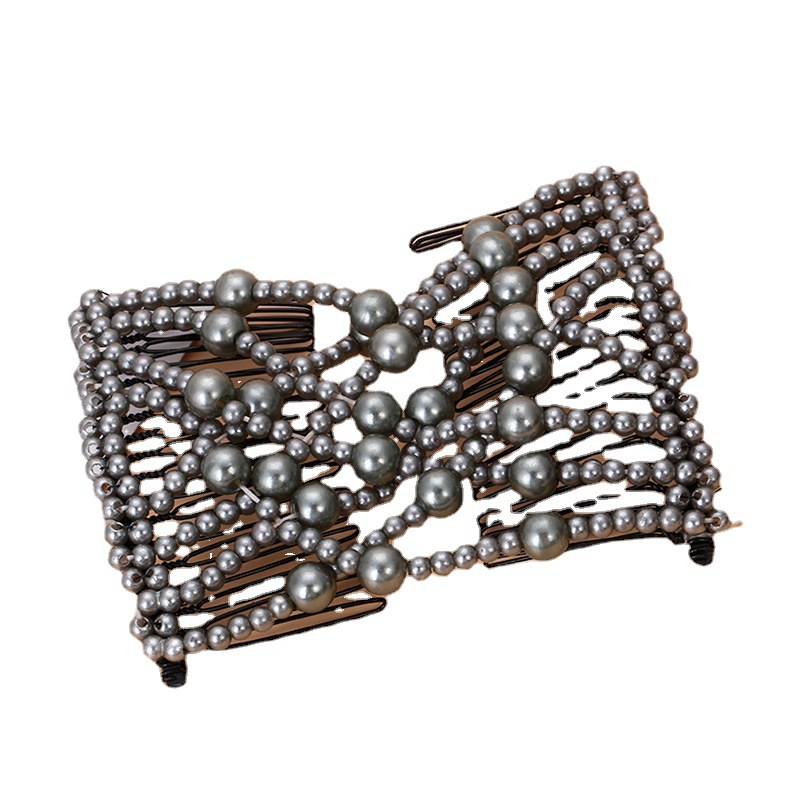 Cross-border new versatile hair comb, European and American women's hair updo, ponytail decoration, Guangdong hair comb, pearl magic insert comb Item Picture