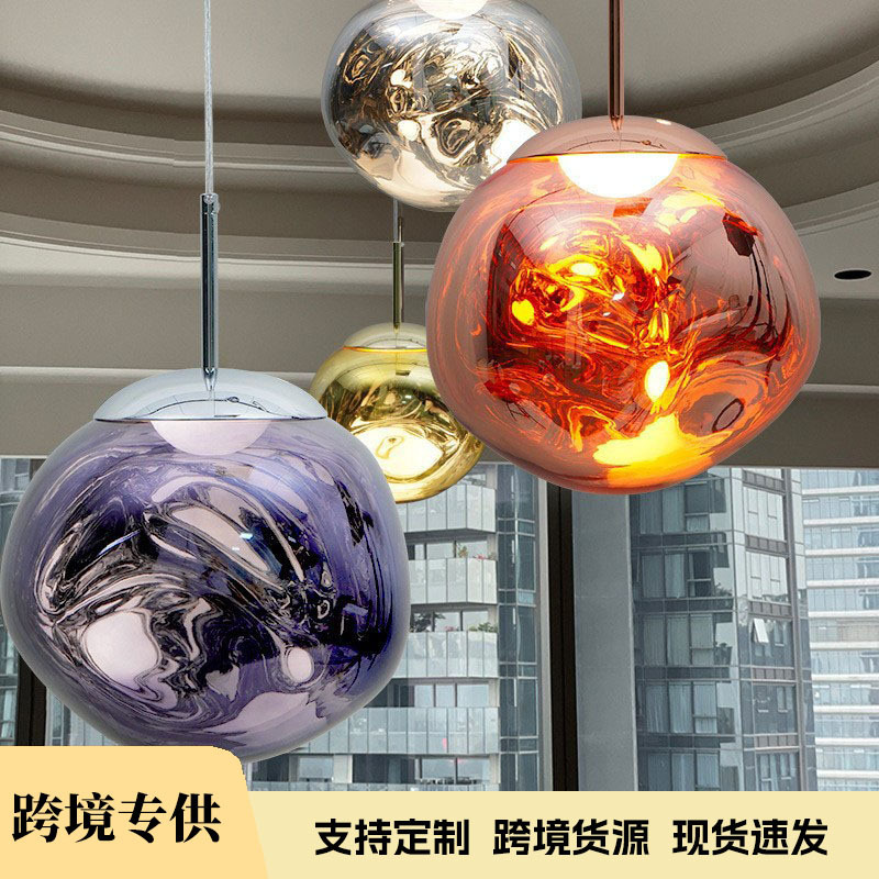 复式楼梯间熔岩吊灯loft挑空大客厅长线灯设计师别墅公寓工程餐厅