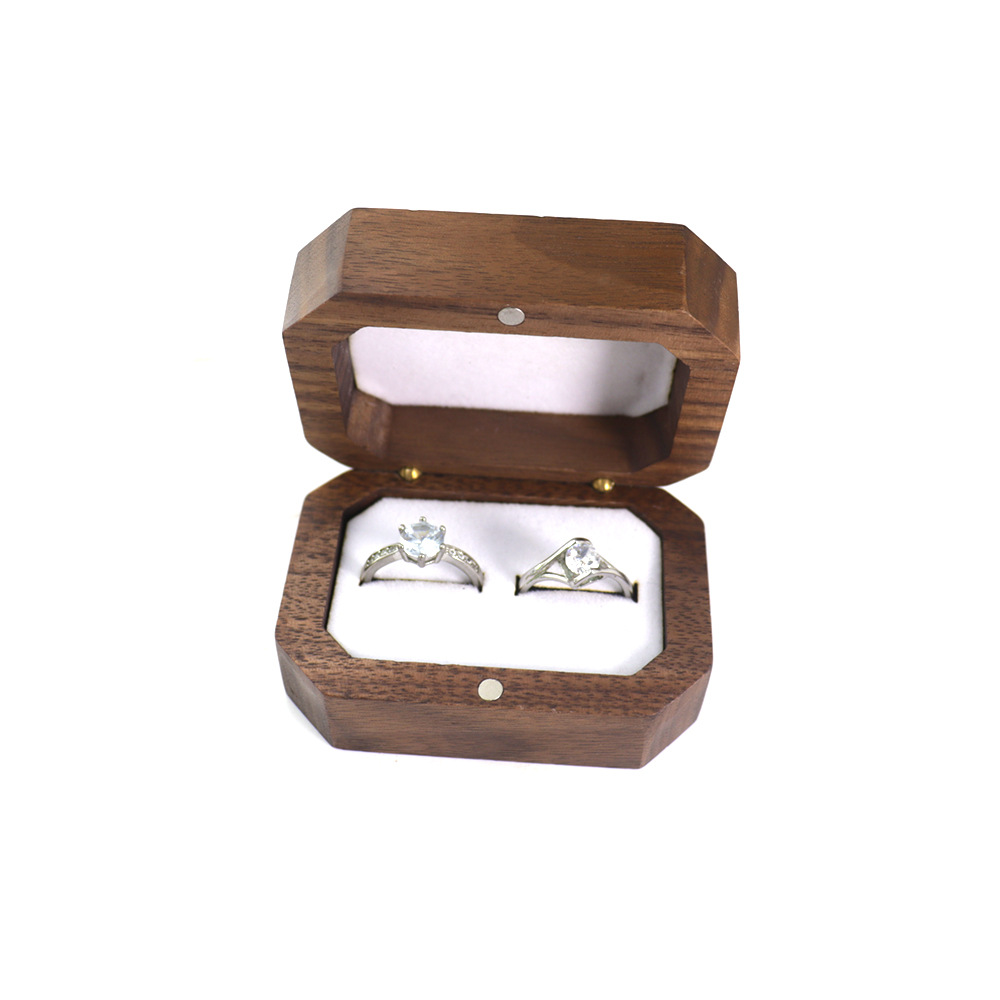 Wedding proposal ring box, black walnut solid wood diamond ring, ring box, jewelry packaging, wooden box, stud earring box details Picture