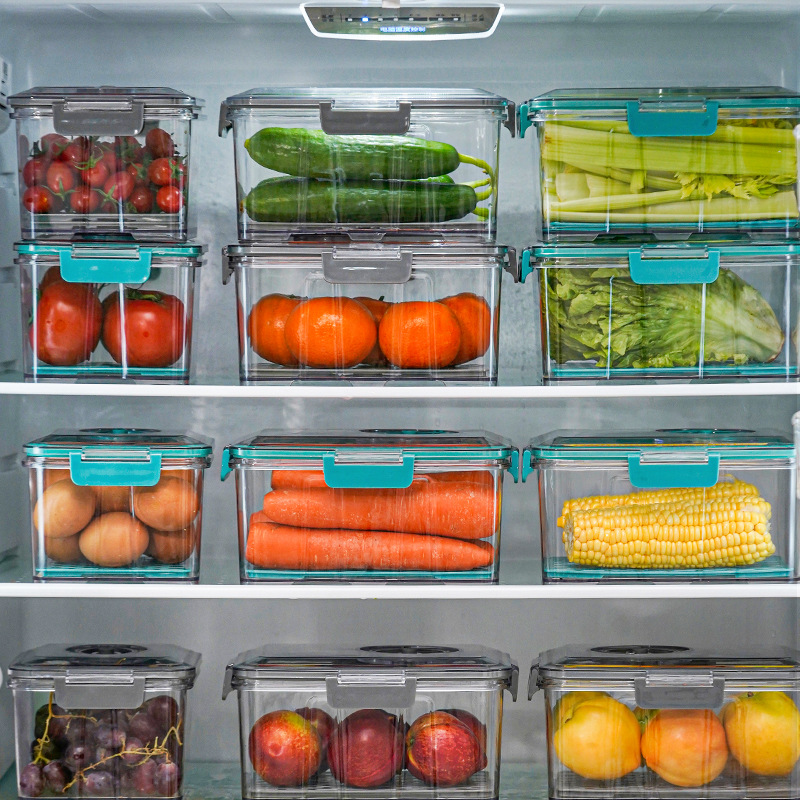 家用抽真空保鲜收纳盒食品密封透明沥水罐厨房冰箱冷冻收纳储物盒详情图2