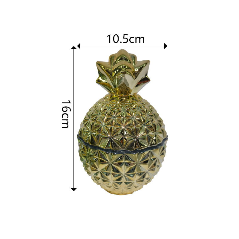 Nordic Light Luxury Creative Glass Jar Relief Pineapple Sugar Jar Electroplated Pineapple Storage Box Ashtray Home Decoration Item Picture