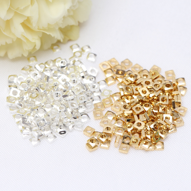 Diy Jewelry Accessories Small Square Broken Silver Partition Copper Plated Gold Pearl Broken Silver Chain Broken Silver Beaded Accessories