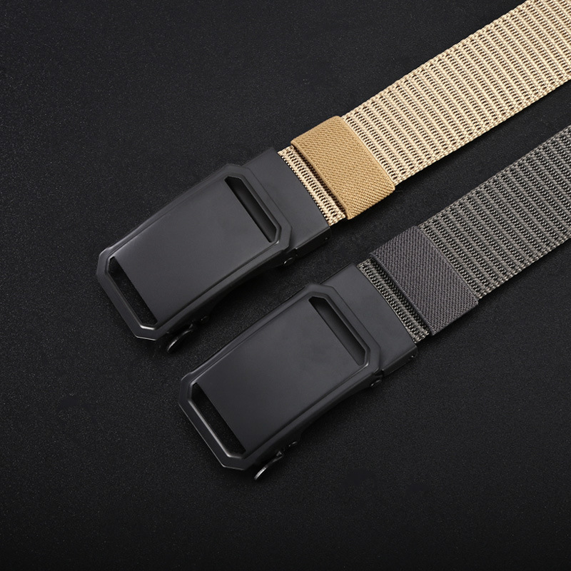 Men's business automatic buckle polyester belt, classic men's canvas polyester durable casual belt wholesale details Picture