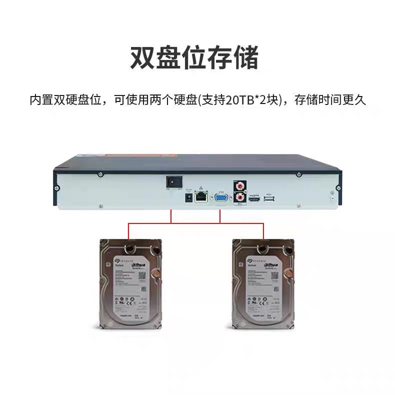 Dahua two-bay 16-channel 4K high-definition monitoring network hard disk rear intelligent analysis video recorder NVR4216M series Specification image