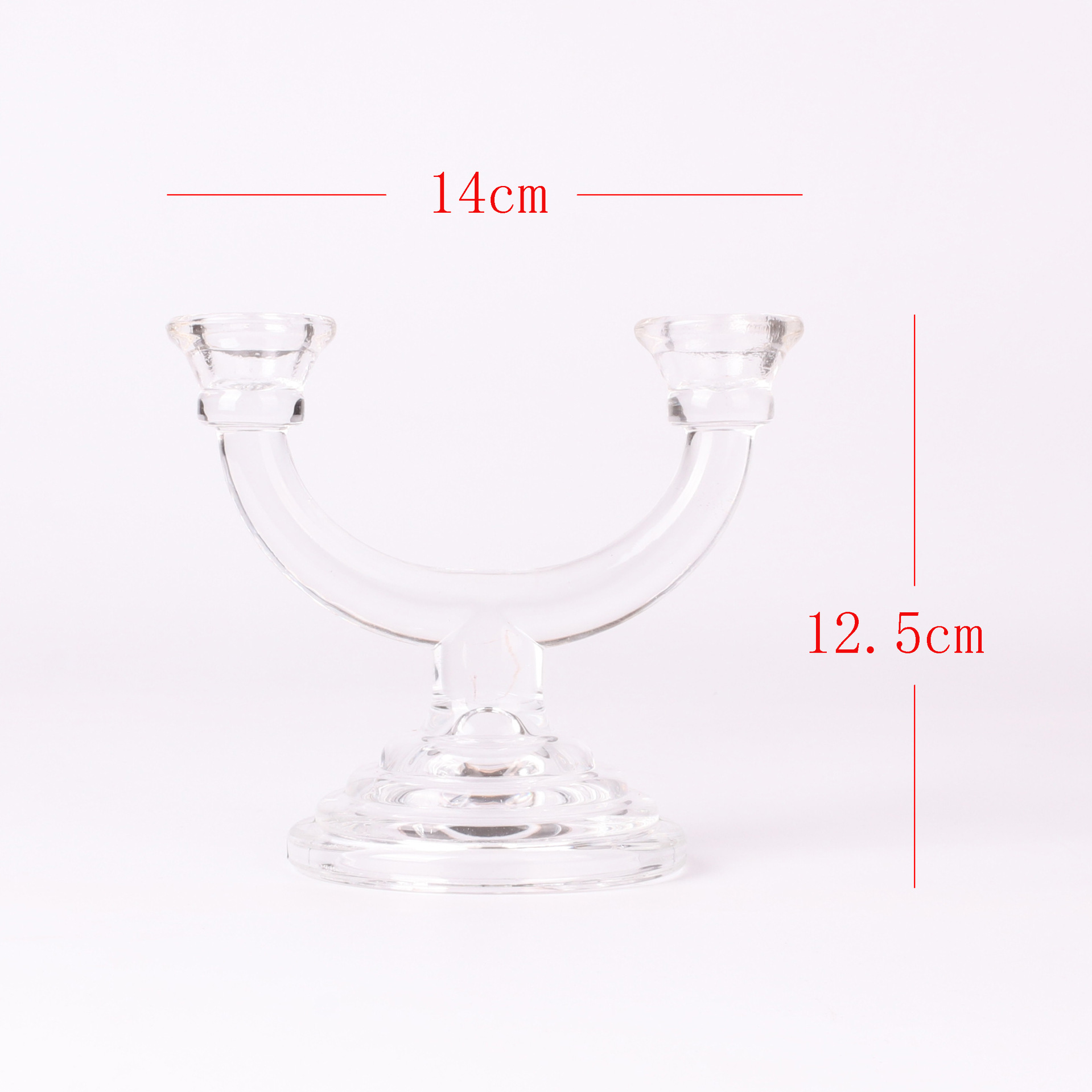 Transparent crystal glass candlestick French romantic twin-headed tree branch glass wax table cross-border wedding glass decoration (Price negotiable) Specification drawing