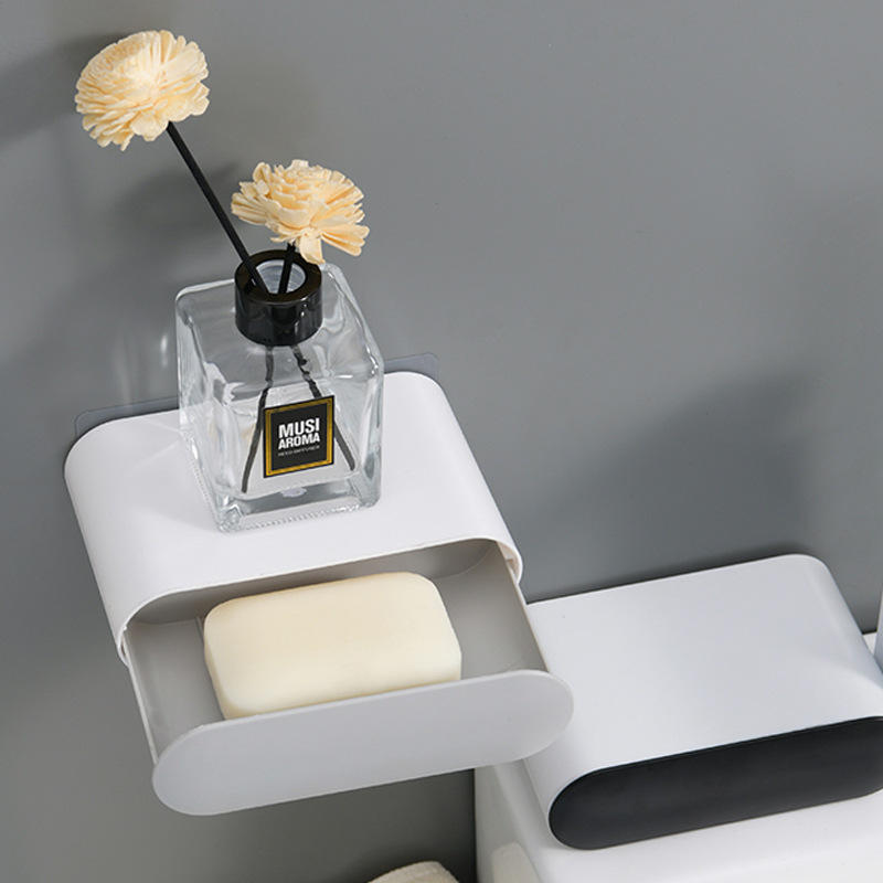 Creative multi-functional draining soap box, plastic bathroom, no-drilling, traceless storage rack, suction cup soap box