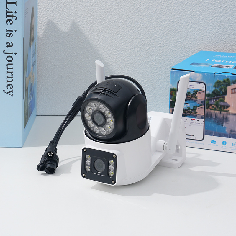 现货双目家用室内外监控摄像头360度旋转无线wifi高清球形监控器
