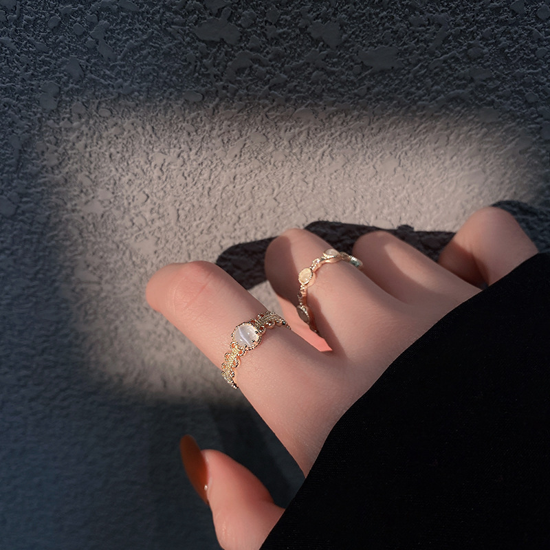 ins trendy set rings for women, retro, niche and individualistic pearl ring rings, cold style and high-end jewelry wholesale Application Scenario