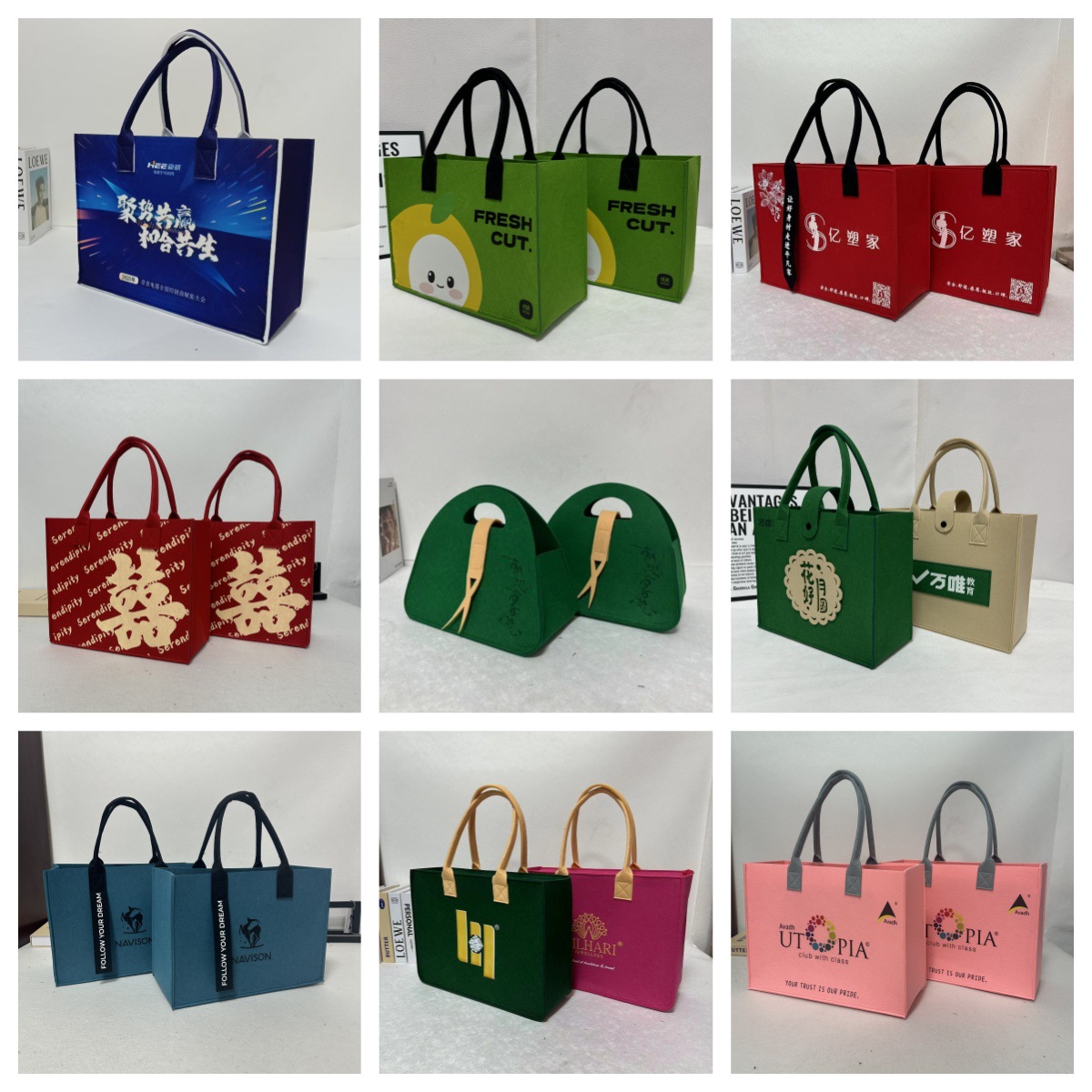 The Year of the Horse felt bag, commuting single-shoulder large-capacity felt handbag, Spring Festival gift bag, felt souvenir details Picture
