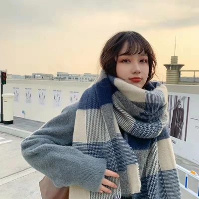 Winter Warm Wear Scarf Female Winter Korean Students All Korean Plaid Scarf Thickened Wholesale Manufacturers