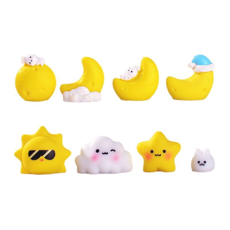 Cross-border creative cute cloud micro-landscape desktop decoration small ornaments, cartoon moon little rabbit DIY small accessories Item Picture