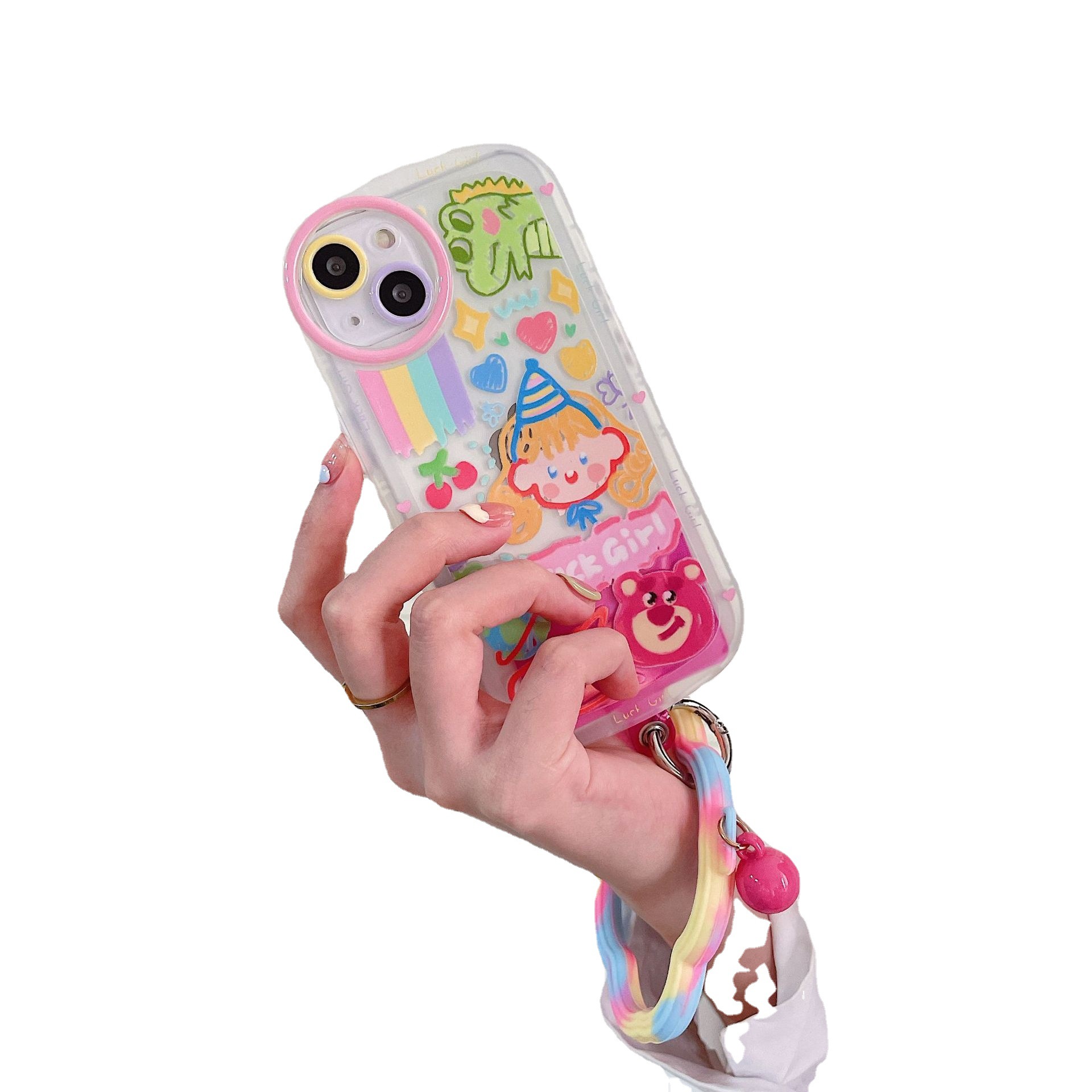 Japan South Korea Small Fresh Flowers Solid Color Personality Creative Clip Mobile Phone Lashings Silicone Anti-Fall Ring Wrist Strap Pearl Pendant Ring Universal Mobile Phone Shell Gasket Card Jewelry Pendant Female Model Application Scenario