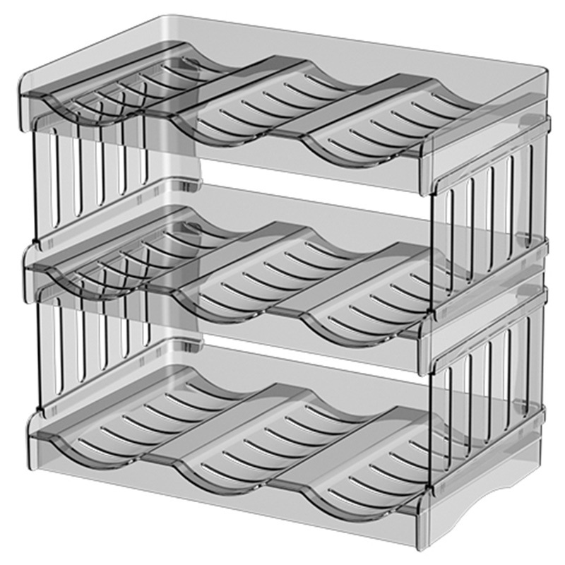 Folding cup holder, multi-layer transparent water cup storage rack, light luxury refrigerator beverage rack, stackable and detachable wine rack Item Picture