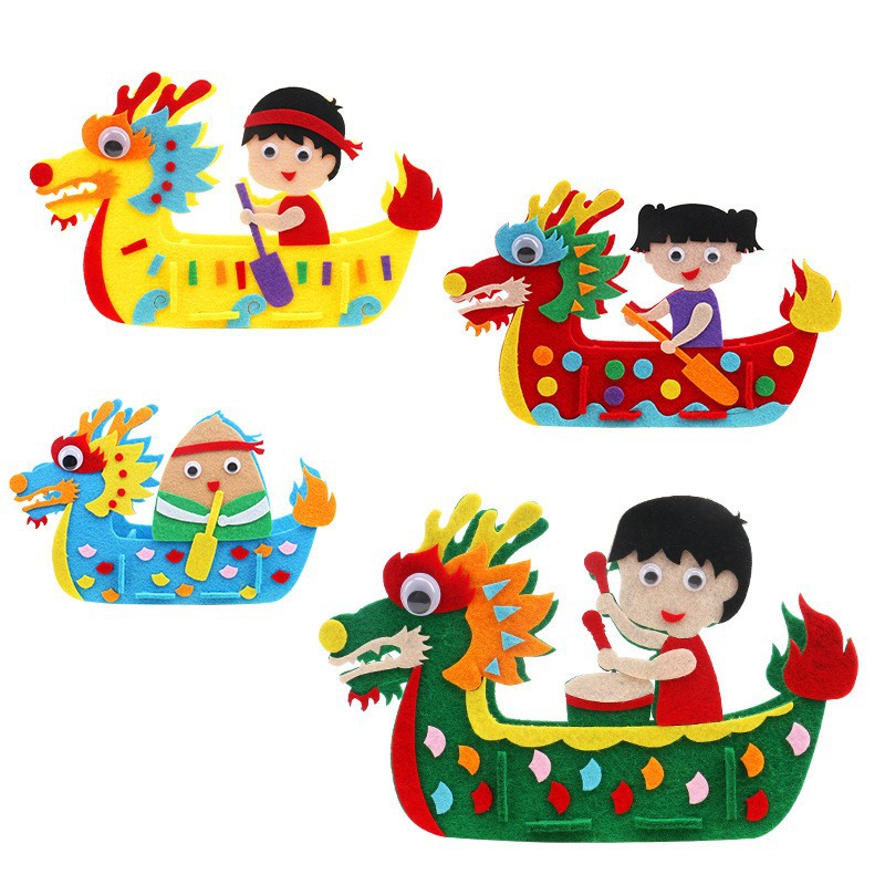 端午节不织布diy龙舟材料包儿童创意手工制作幼儿园益智玩具详情图5