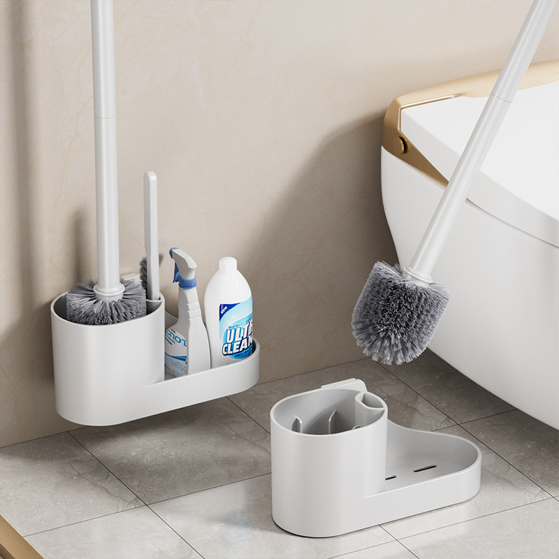 Toilet brush set, no dead corners, with base, household soft-bristled long-handled toilet cleaning, bathroom cleaning, toilet wall-mounted cleaning details Picture