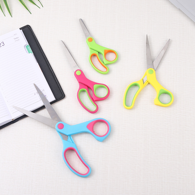 Manufacturers direct supply stainless steel office home scissors student art stationery manual paper-cutting scissors package rubber metal scissors full figure