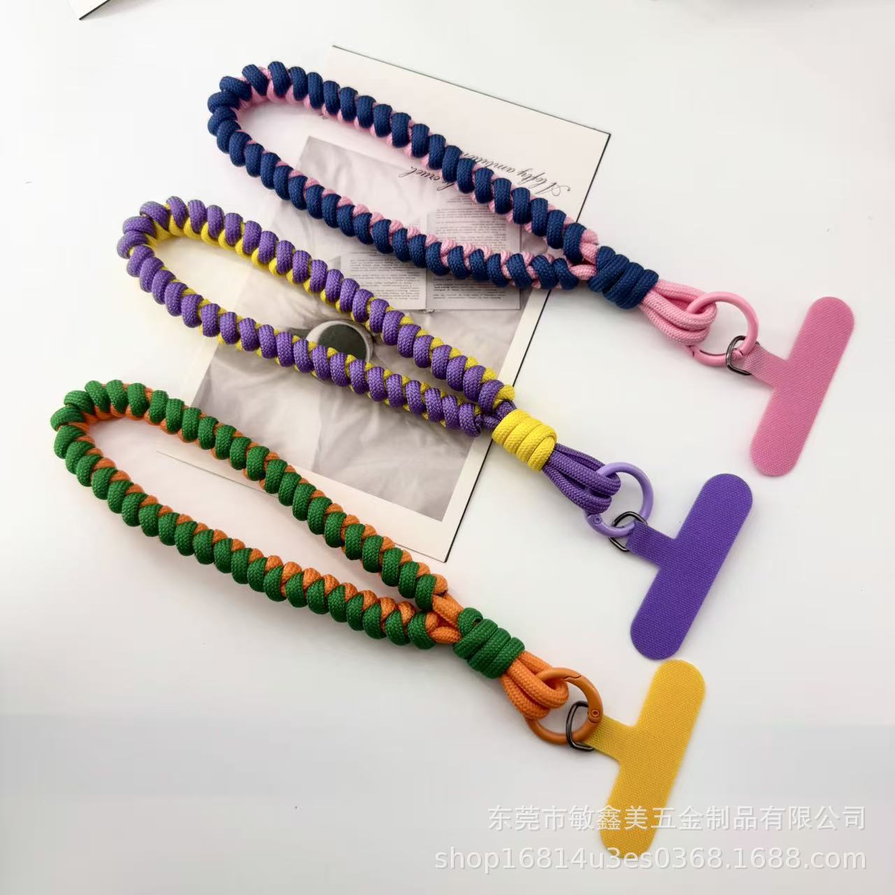Personalized colorful woven mobile phone lanyard, thickened, sturdy and durable, wrist handle, short keychain, bag and luggage pendant, anti-loss Application Scenario