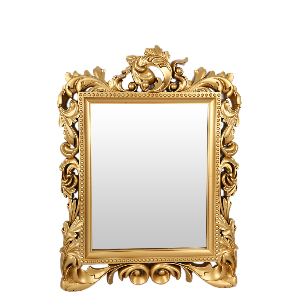 新款包边方形浴室镜复古华美壁挂装饰免打孔创意奢华装饰镜子
