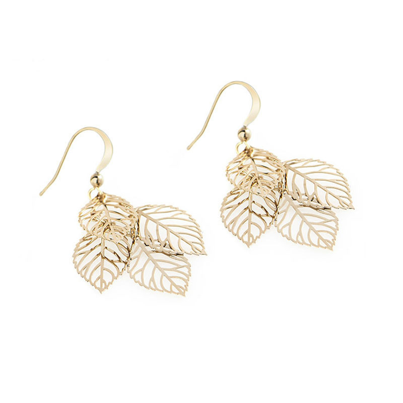 Han Ding Tree Leaf earrings, a long and elegant Korean pendant for women, the same style as the trendy trendy tassel earrings, a stylish accessory Specification image
