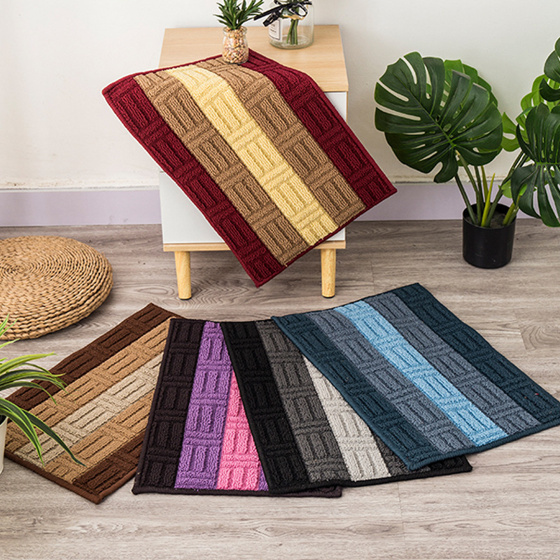 跨境厂家直销批发丙纶脚垫条纹门口蹭家用简约吸水防滑垫面料舒适