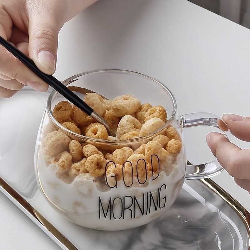 High Borosilicate Glass With Milk Breakfast Cup Large Capacity Round Fun Glass Glass Home Juice Milk Cup Application Scenario