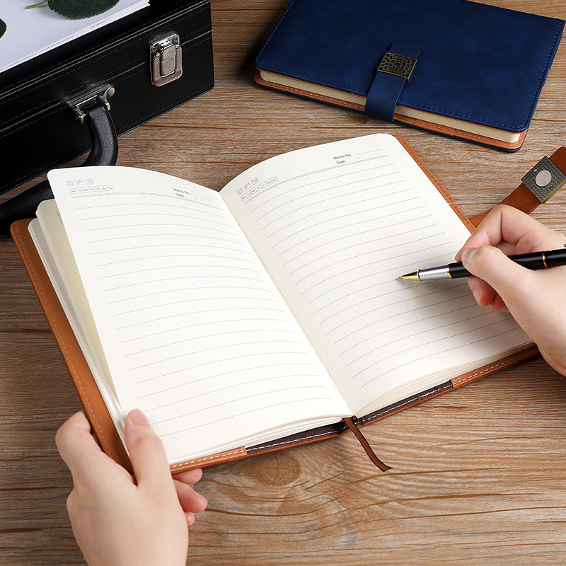 Window Cut Buckle A5 Sheepbark Notebook Buckle Business Diary Gift Box Set Notepad Logo In Stock Application Scenario