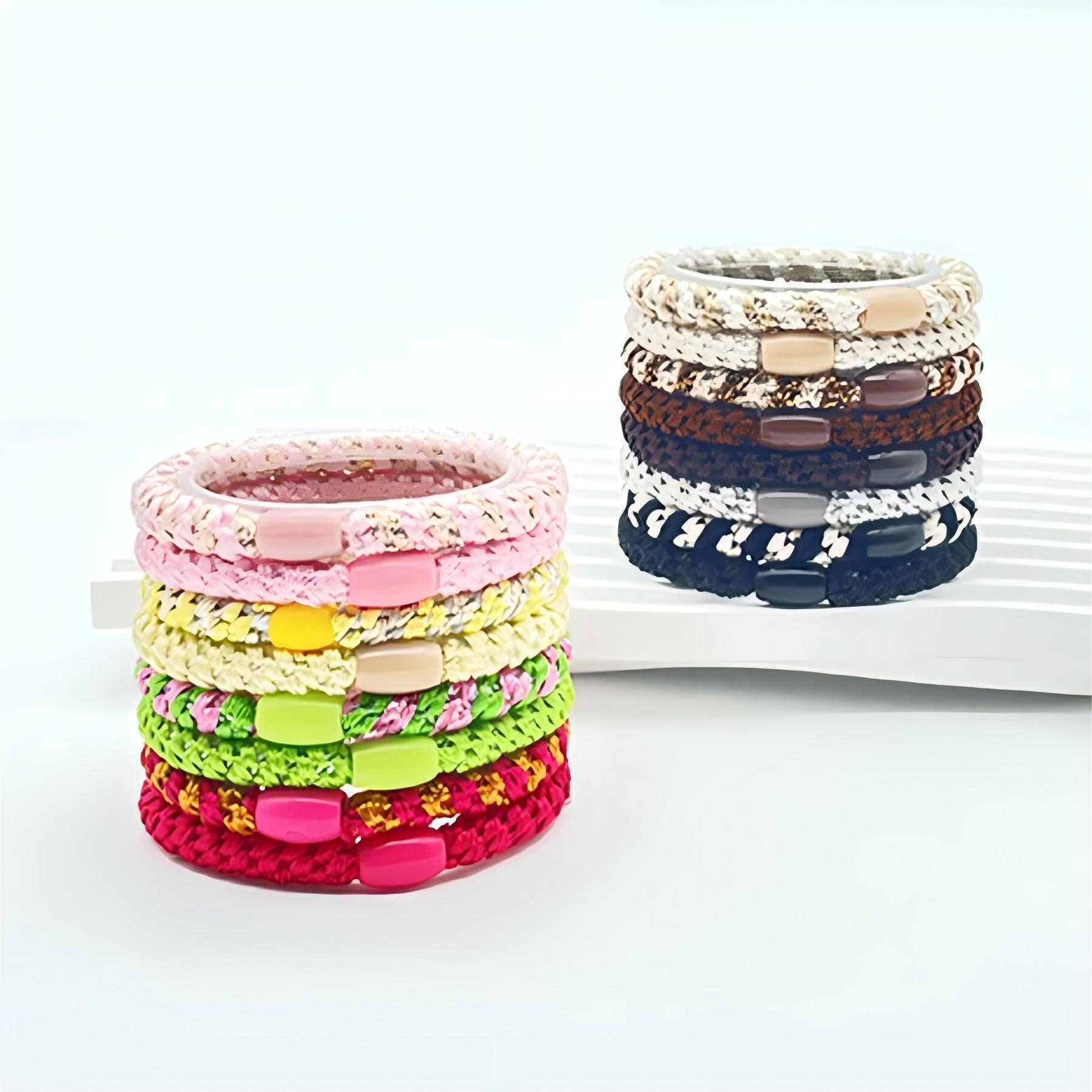Wholesale of new cross-border hair ties and hair accessories, featuring 8 pieces of high-end Korean embroidery thread for tying and stretching high elasticity Application Scenario