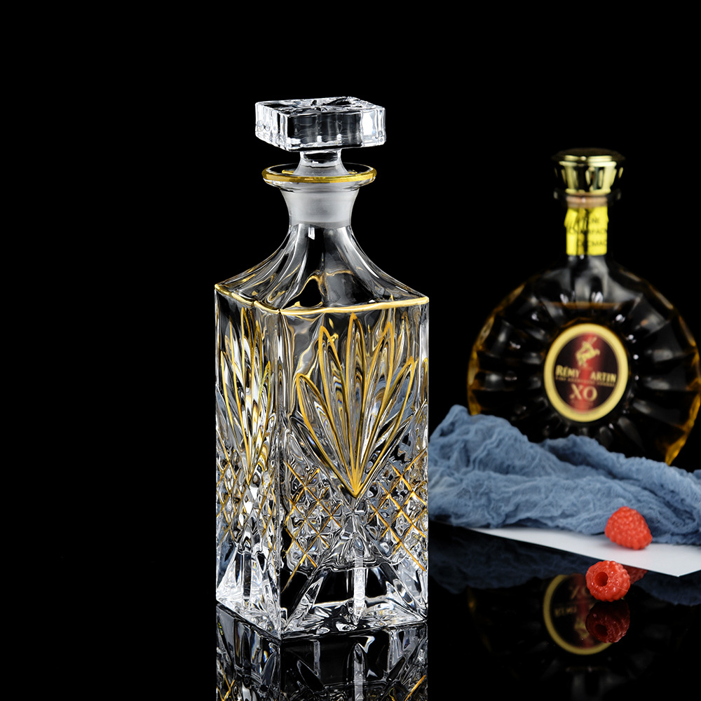 Glass Bottle Glass Whisky Set Czech Light Luxury Gold Wine Set Home Wine Bottle Seven Sets details Picture