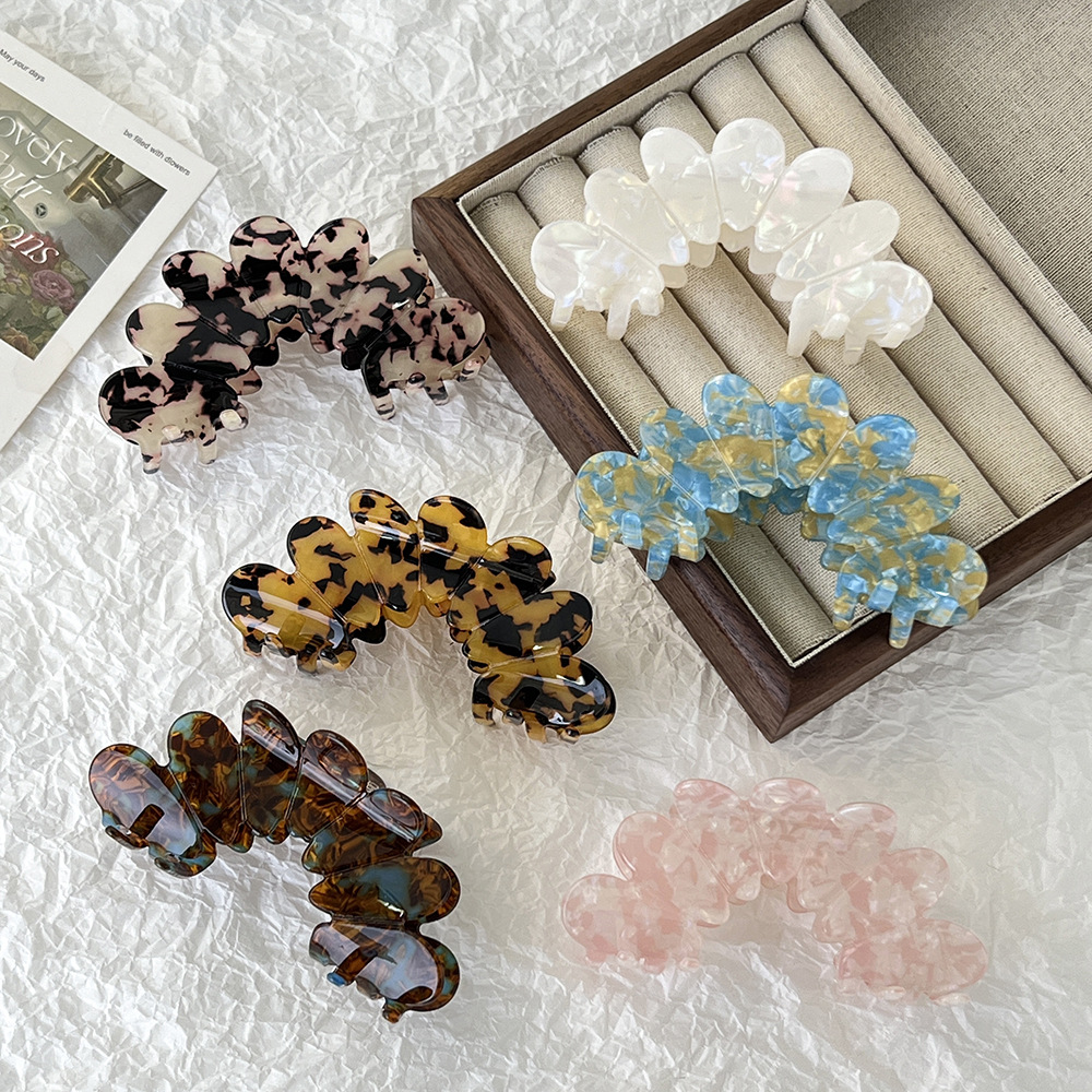 优雅大花瓣醋酸半弧发夹女新款后脑勺抓夹气质鲨鱼夹头饰现货批发
