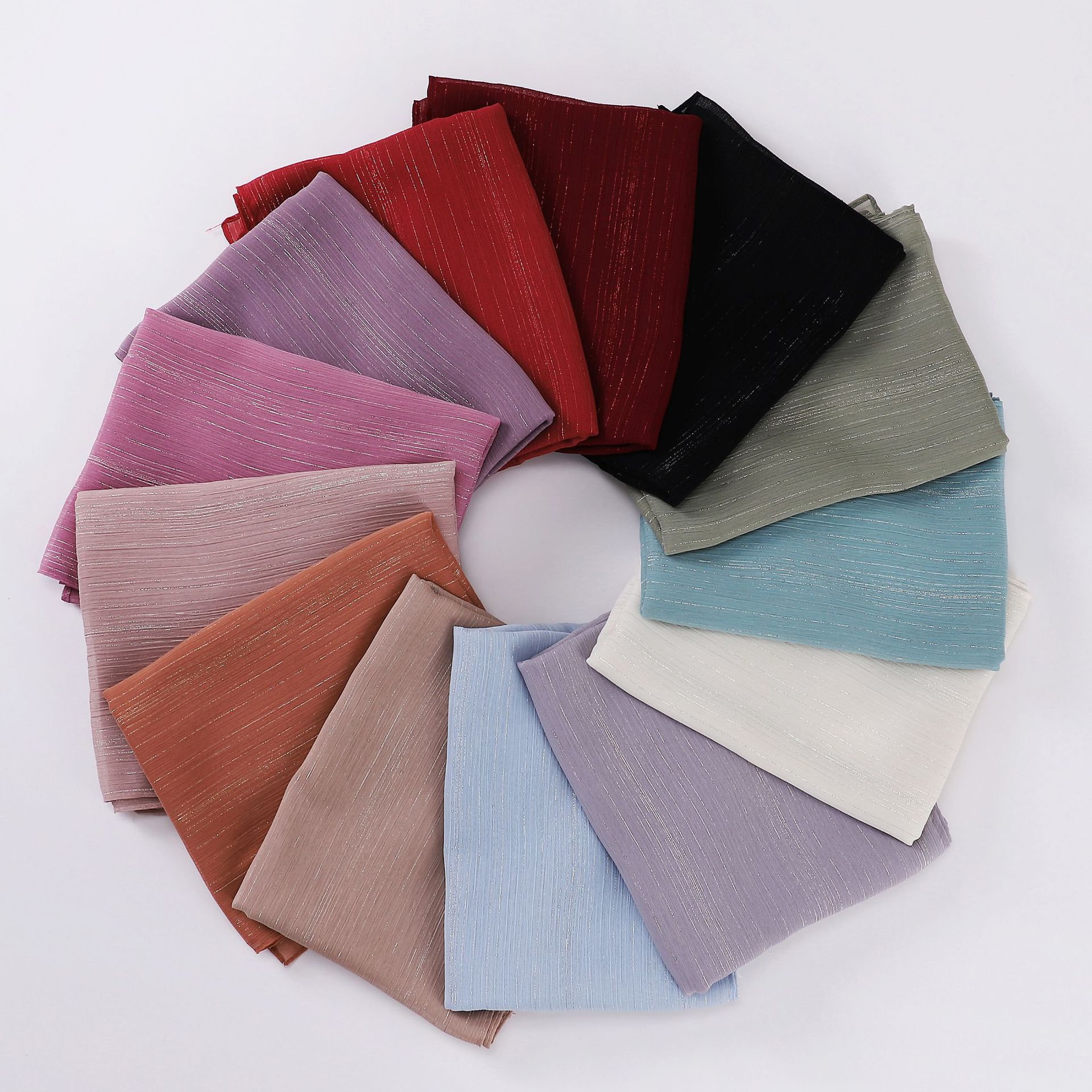 Cross-Border Live Chiffon Silver Fold Long Scarf Hui Gauze Scarf In The Middle East And Africa Can Be Varied Diy Application Scenario