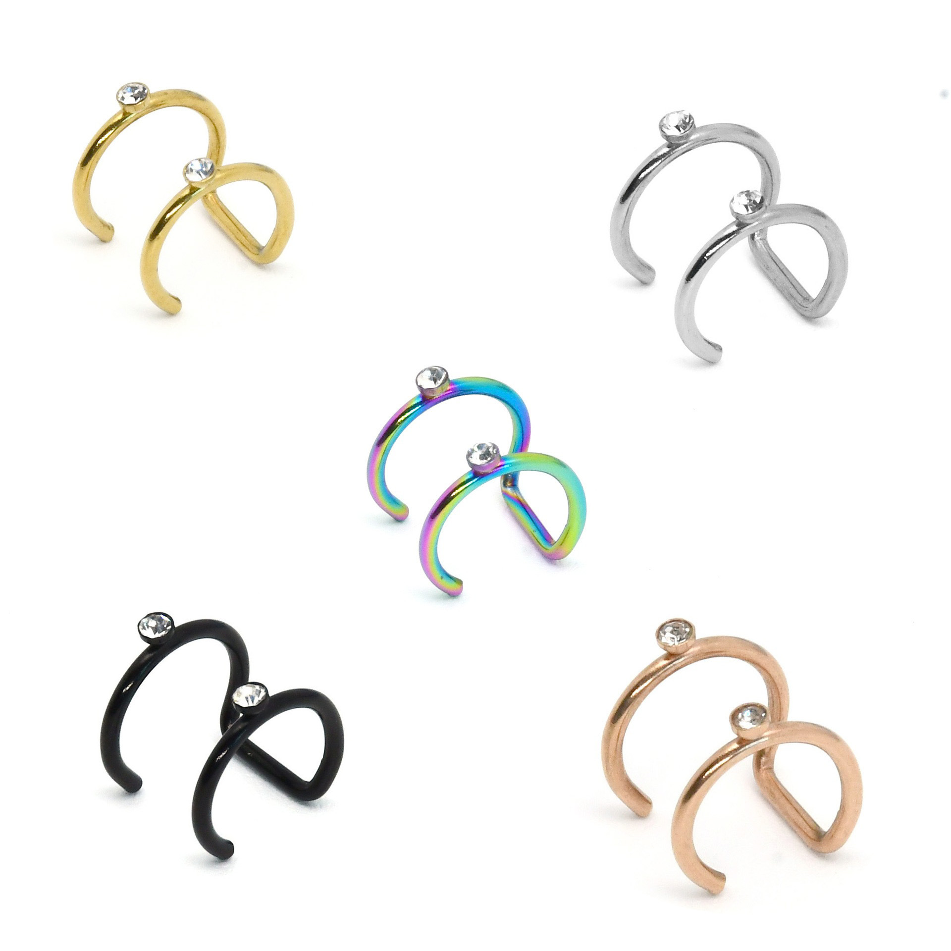 Wholesale stainless steel perforated ear clips without ear piercings, personalized C-shaped ear bone clips, earrings, piercing accessories, cross-border supply
