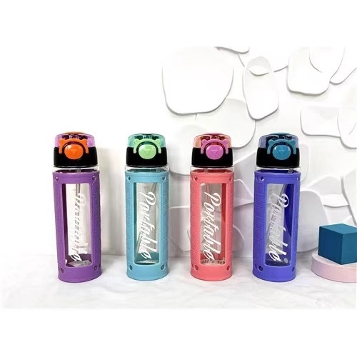 Portable space cup, bouncing lid, anti-drop water bottle, student and office worker drinking cup, wholesale for foreign trade, sports water bottle full figure