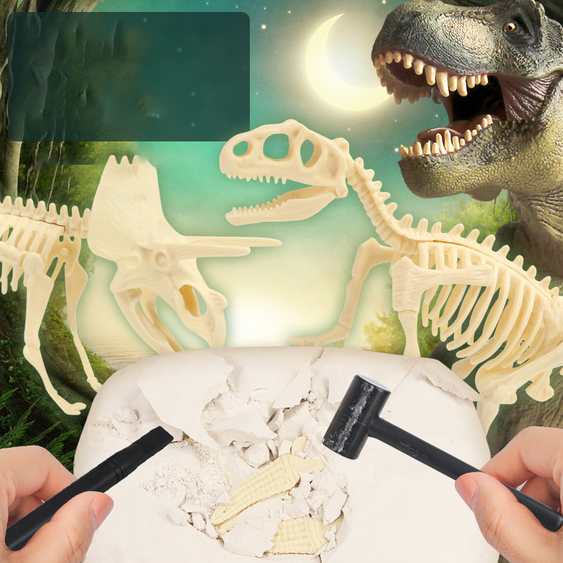 跨境恐龙化石批发霸王龙骨架模型手工挖宝男孩考古挖掘儿童玩具图