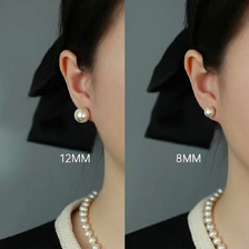 天然珍珠耳环高级感耳饰女925银针纯银复古珍珠耳钉批发简约饰品
