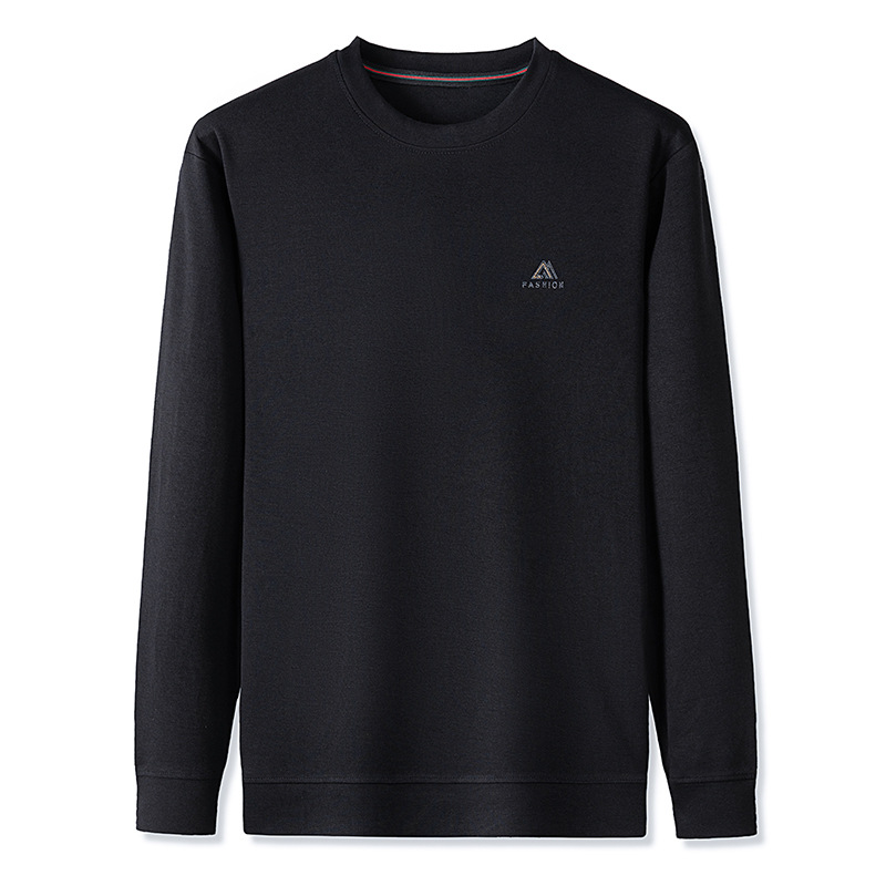 Spring and autumn men's fashion trend round-neck long-sleeved T-shirts, casual young and middle-aged casual diamond-encrusted light luxury sweatshirts, one-piece consignment Item Picture