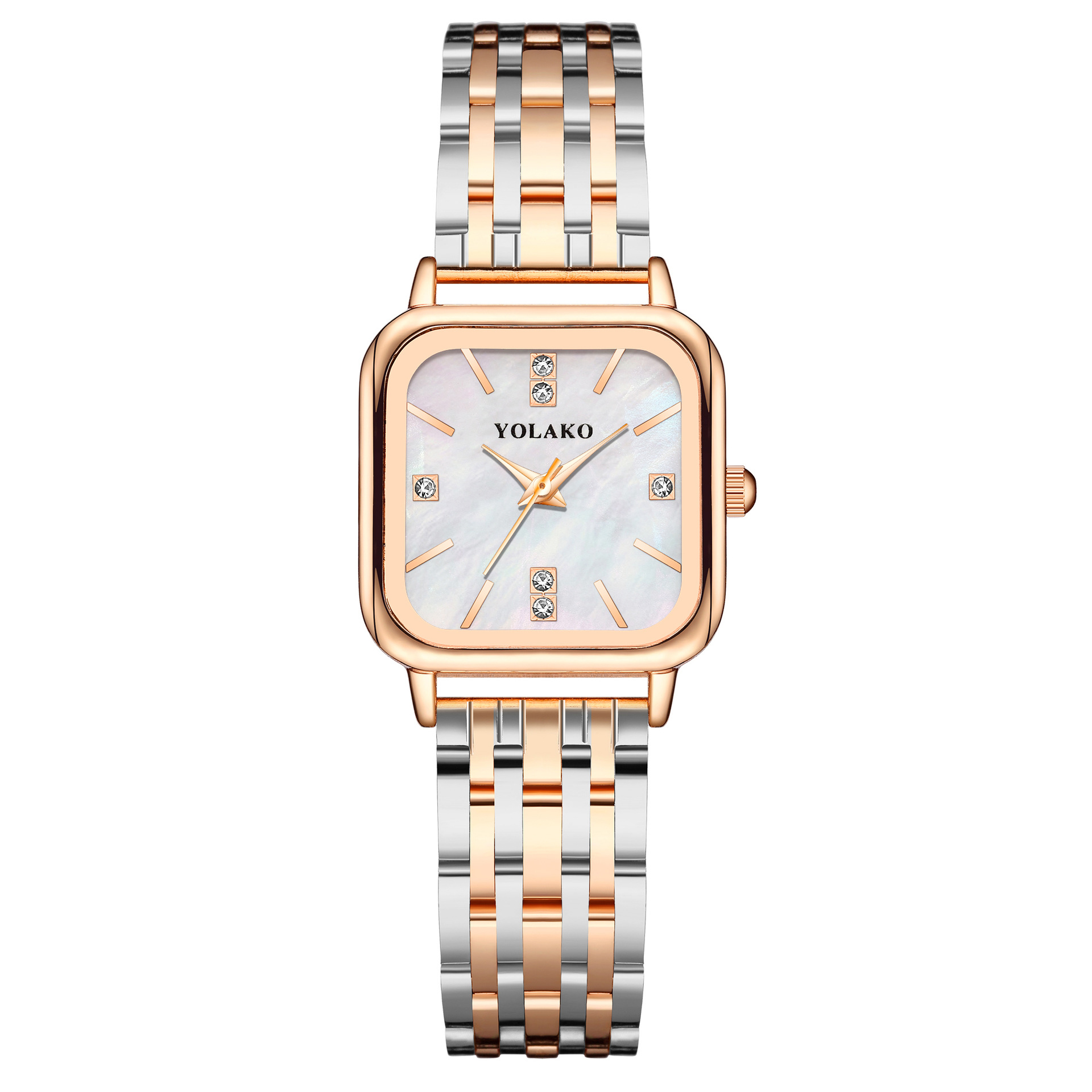 New fashionable and luxurious diamond-encrusted alloy steel band watch for men and women, rectangular starry sky style steel watch details Picture
