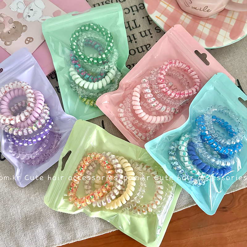 2024 New color telephone line hair tie bun hair tie, high-elasticity and durable hair tie Specification image