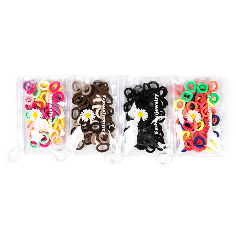 Candy Small Towel Ring With Pull Loop Daisy Bag Korean Version High Stretch Nylon Tie Hair Band Hair Tie 50 Pieces Of Leather Band Hair Accessories Leather Towel Ring Item Picture
