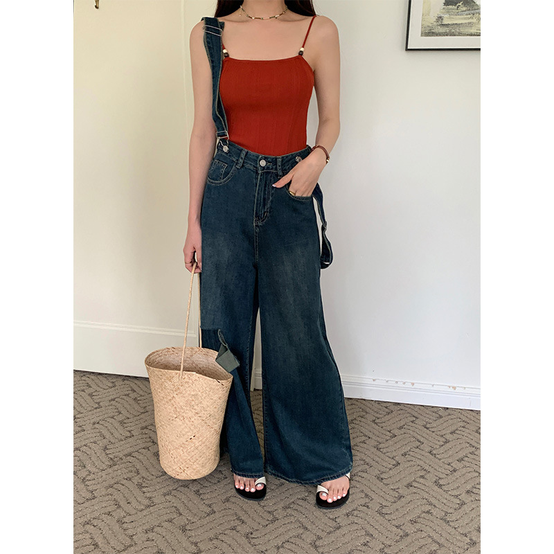 Denim Suspenders Summer Waist Hole Design Slim Jeans 7207 details Picture