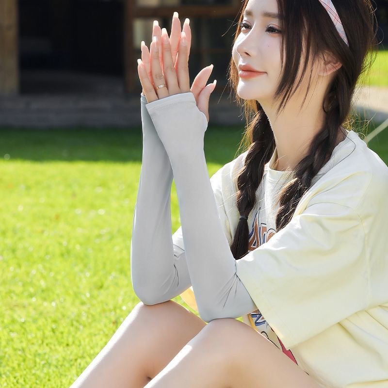 冰袖防晒袖套夏季女骑行户外防晒男士开车防紫外线薄冰丝防晒袖套产品图