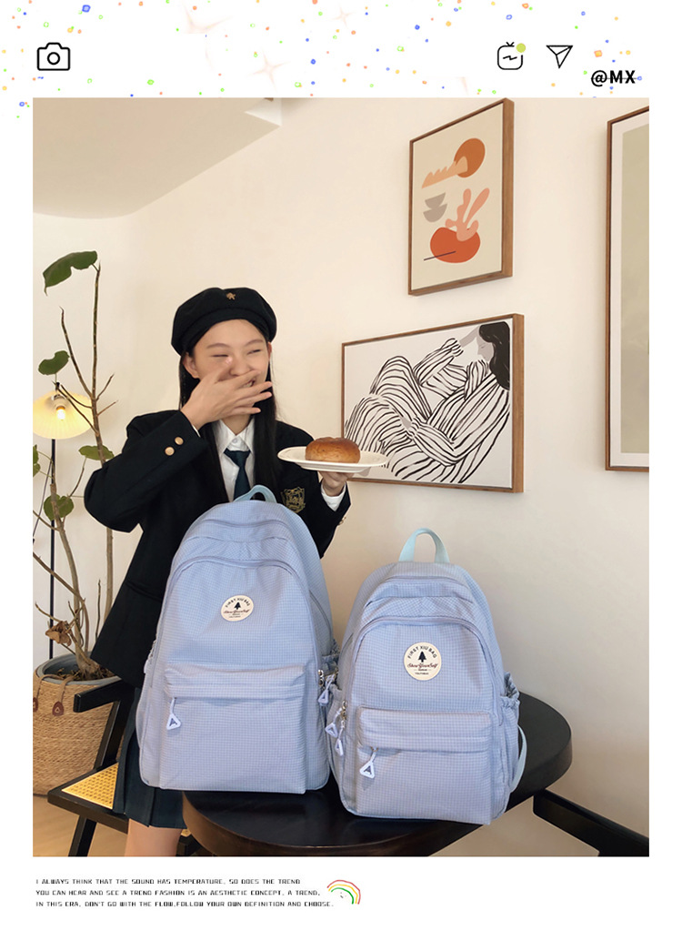 简约书包百搭女日系ins学生包初中高中双肩包大容量校园甜美背包详情1