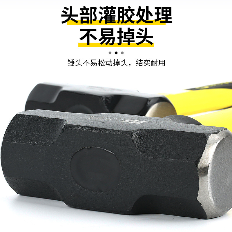 Persian fiber-handled large hammer, heavy iron hammer, pure steel wall demolition, large stonemason, square head hand hammer, octagonal hammer Specification image